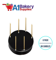 A1BakerySupplies Party Shape Candles- Gold W/Holders 6 pack for Birthday Cake Decorations and Anniversary