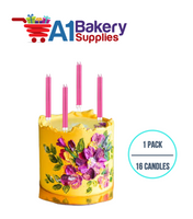 A1BakerySupplies Party Shape Candles- Pink W/Holders 1 pack for Birthday Cake Decorations and Anniversary