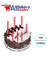 A1BakerySupplies Party Shape Candles- Red W/Holders 1 pack for Birthday Cake Decorations and Anniversary