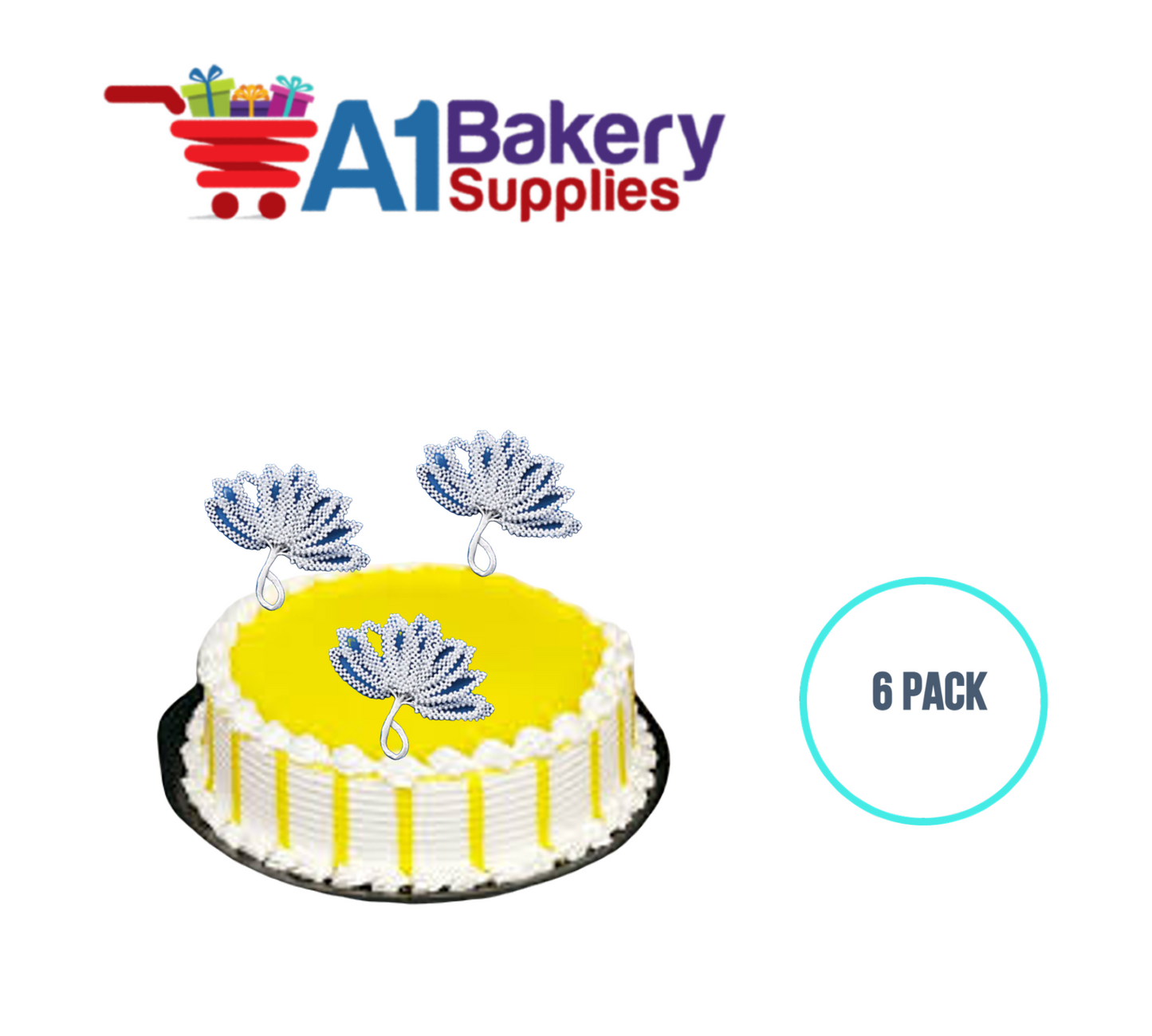 A1BakerySupplies Pearl Leaf On Wire 6 pack Wedding Accessories for Birthday Cake Decorations and Marriages