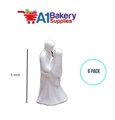 A1BakerySupplies Porcelain Bisque Couple 6 pack Wedding Accessories for Birthday Cake Decorations and Marriages