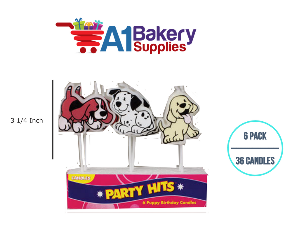 A1BakerySupplies Puppy Candles Asst. 6 pack for Birthday Cake Decorations and Anniversary