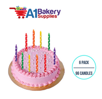 A1BakerySupplies Rainbow Dots Asst. Candles 6 pack for Birthday Cake Decorations and Anniversary