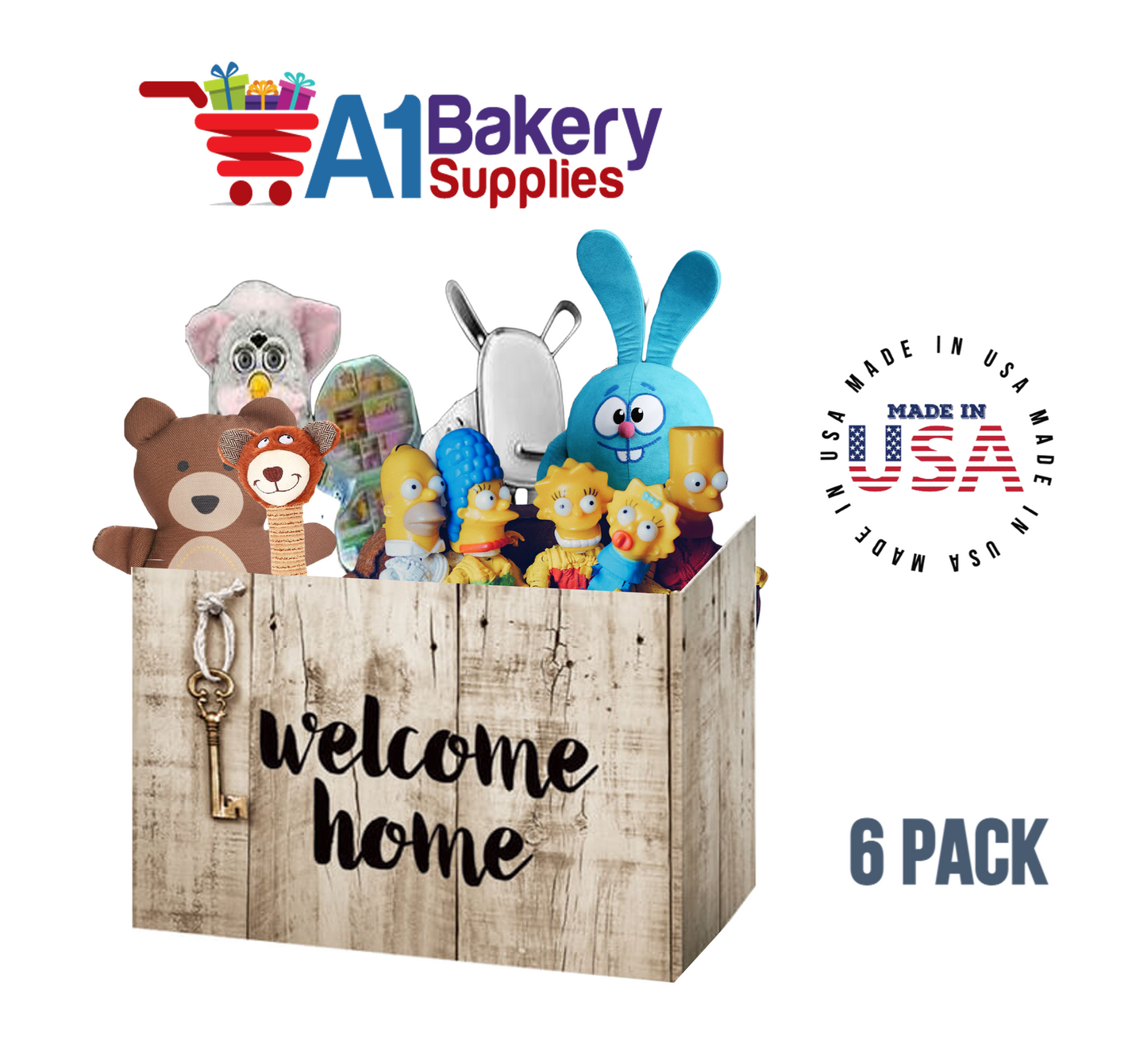 Rustic Welcome Home Basket Box, Theme Gift Box, Small 6.75 (Length) x 4 (Width) x 5 (Height), 6 Pack