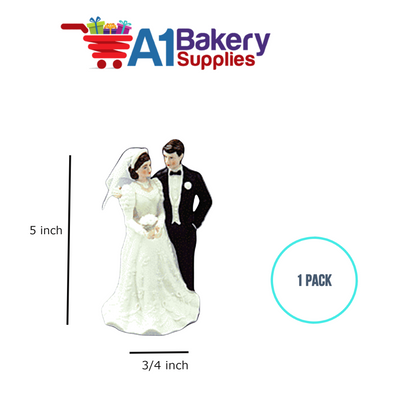 A1BakerySupplies Side By Side Couple - 5-3/4" 1 pack Wedding Accessories for Birthday Cake Decorations and Marriages