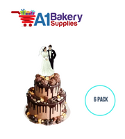 A1BakerySupplies Side By Side Couple - 5-3/4" 6 pack Wedding Accessories for Birthday Cake Decorations and Marriages