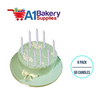 A1BakerySupplies Silver Birthday Candles 6 pack for Birthday Cake Decorations and Anniversary