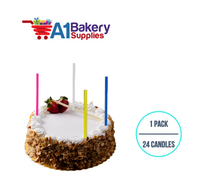 A1BakerySupplies Slim Candles - Asst Colors 1 pack for Birthday Cake Decorations and Anniversary