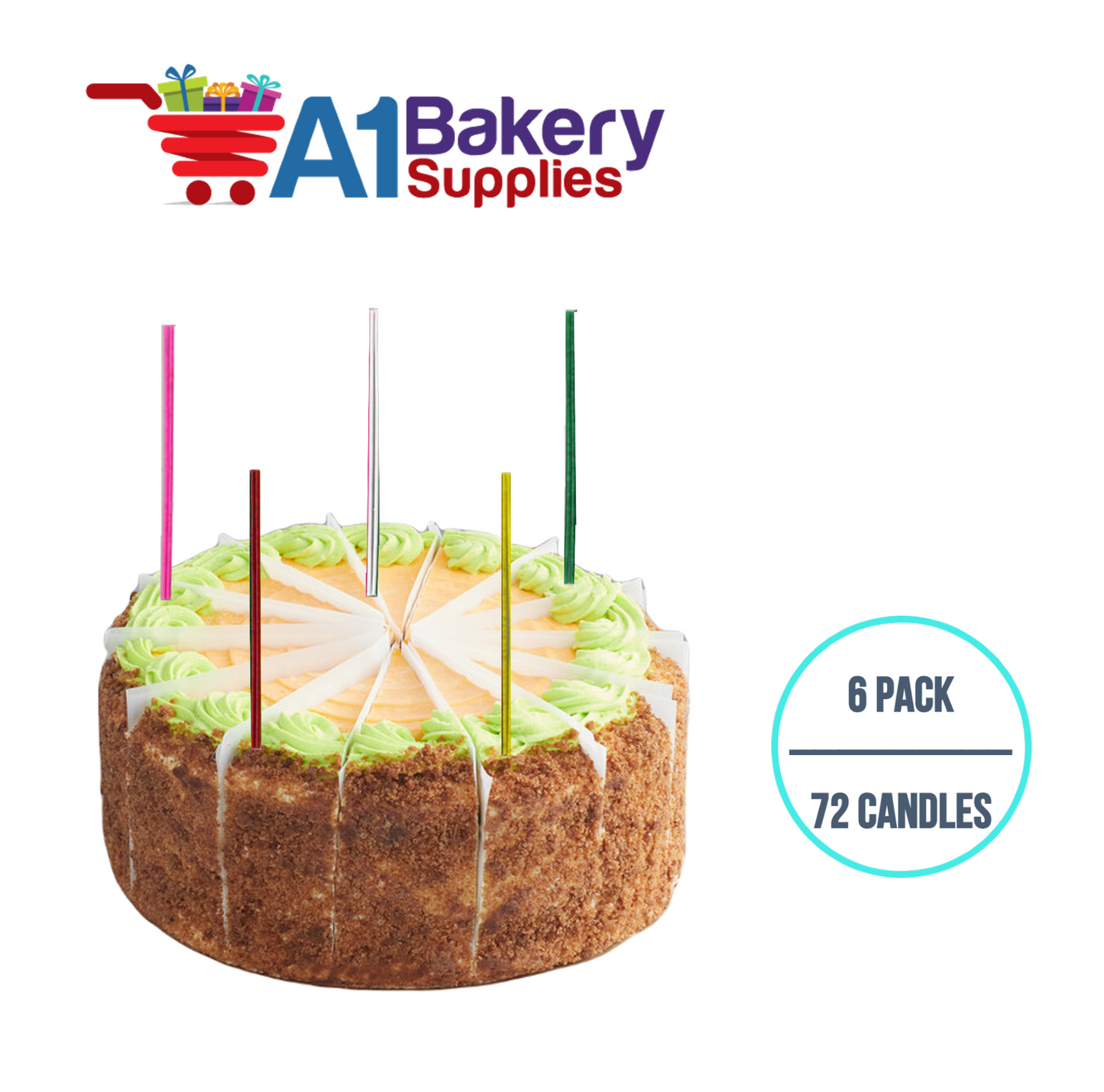 A1BakerySupplies Sparkler Birthday Candles-Multi Asst 6 pack for Birthday Cake Decorations and Anniversary