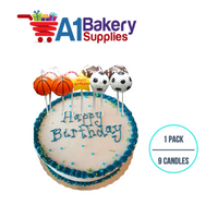 A1BakerySupplies Sports Fan Candle Sets 1 pack for Birthday Cake Decorations and Anniversary