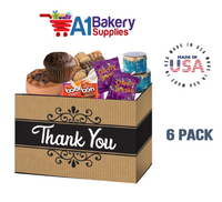 Thank You Kraft Stripes Basket Box, Theme Gift Box, Large 10.25 (Length) x 6 (Width) x 7.5 (Height), 6 Pack