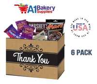 Thank You Kraft Stripes Basket Box, Theme Gift Box, Small 6.75 (Length) x 4 (Width) x 5 (Height), 6 Pack