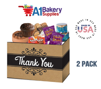 Thank You Kraft Stripes Basket Box, Theme Gift Box, Small 6.75 (Length) x 4 (Width) x 5 (Height), 2 Pack