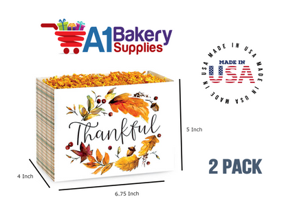Thankful Plaid Basket Box, Theme Gift Box, Small 6.75 (Length) x 4 (Width) x 5 (Height), 2 Pack