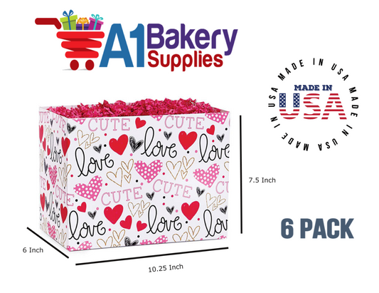 Too Cute Basket Box, Theme Gift Box, Large 10.25 (Length) x 6 (Width) x 7.5 (Height), 6 Pack