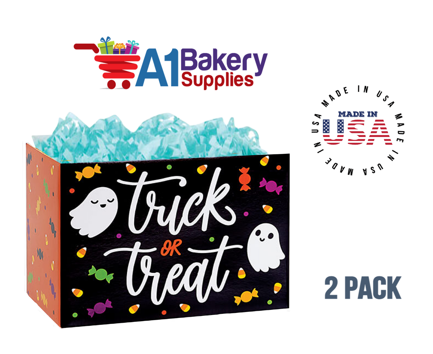 Trick or Treat Basket Box, Theme Gift Box, Small 6.75 (Length) x 4 (Width) x 5 (Height), 2 Pack