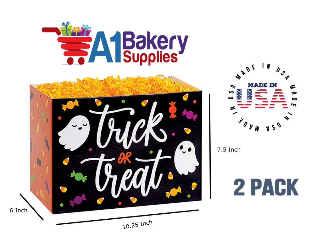 Trick or Treat Basket Box, Theme Gift Box, Large 10.25 (Length) x 6 (Width) x 7.5 (Height), 2 Pack