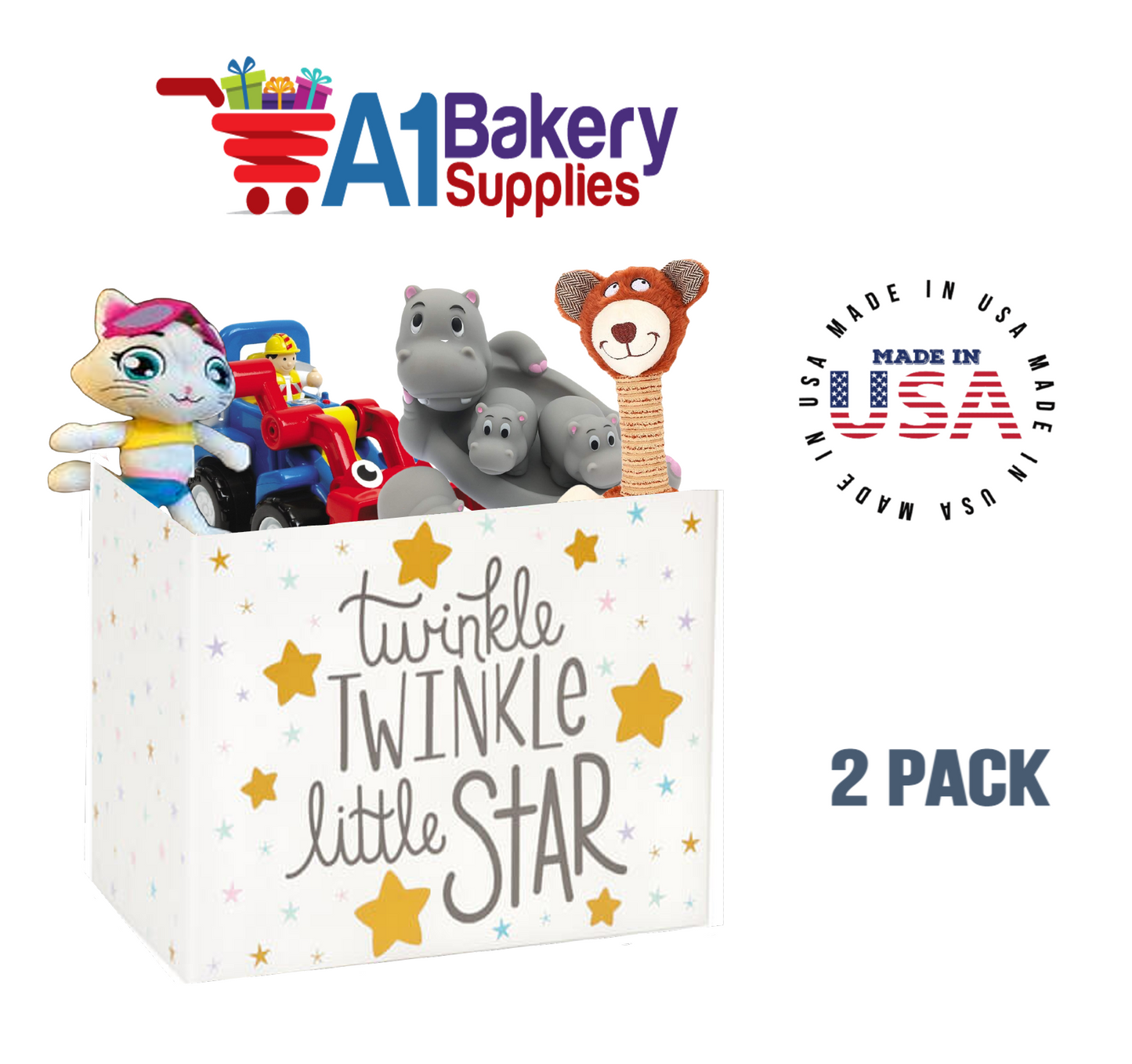 Twinkle Little Star Basket Box, Theme Gift Box, Large 10.25 (Length) x 6 (Width) x 7.5 (Height), 2 Pack