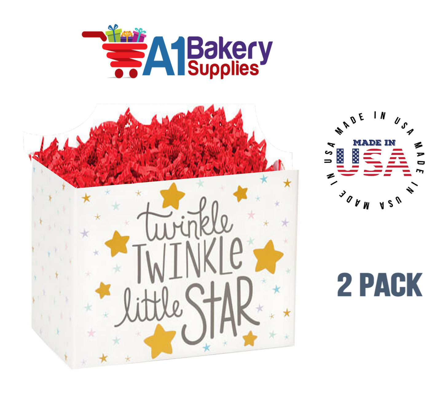 Twinkle Little Star Basket Box, Theme Gift Box, Small 6.75 (Length) x 4 (Width) x 5 (Height), 2 Pack