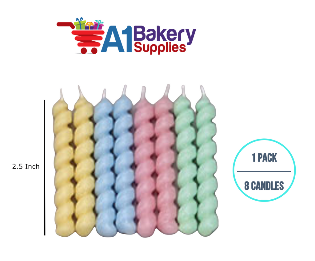 A1BakerySupplies Twister Candles - Pastel Colors 1 pack for Birthday Cake Decorations and Anniversary