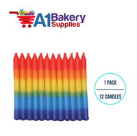 A1BakerySupplies Tye-Dye Rainbow Birthday Candles 1 pack for Birthday Cake Decorations and Anniversary