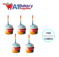 A1BakerySupplies Tye-Dye Rainbow Birthday Candles 1 pack for Birthday Cake Decorations and Anniversary