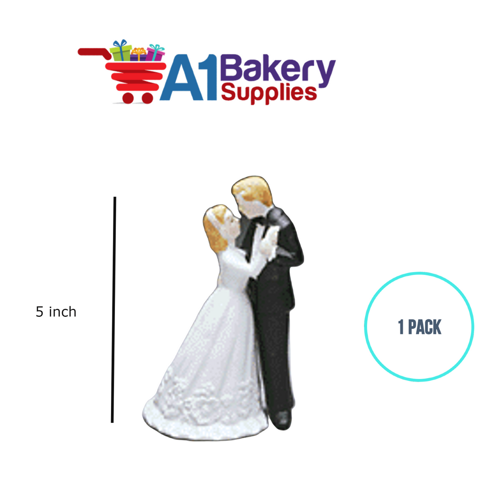 A1BakerySupplies Waltzing Porcelain Couple-Black Coat 1 pack Wedding Accessories for Birthday Cake Decorations and Marriages