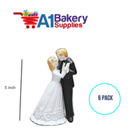 A1BakerySupplies Waltzing Porcelain Couple-Black Coat 6 pack Wedding Accessories for Birthday Cake Decorations and Marriages