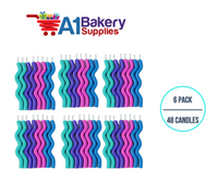 A1BakerySupplies Wavy Birthday Candles-Cool Pastels 6 pack for Birthday Cake Decorations and Anniversary