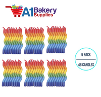 A1BakerySupplies Wavy Birthday Candles-Tye-Dye Colors 6 pack for Birthday Cake Decorations and Anniversary