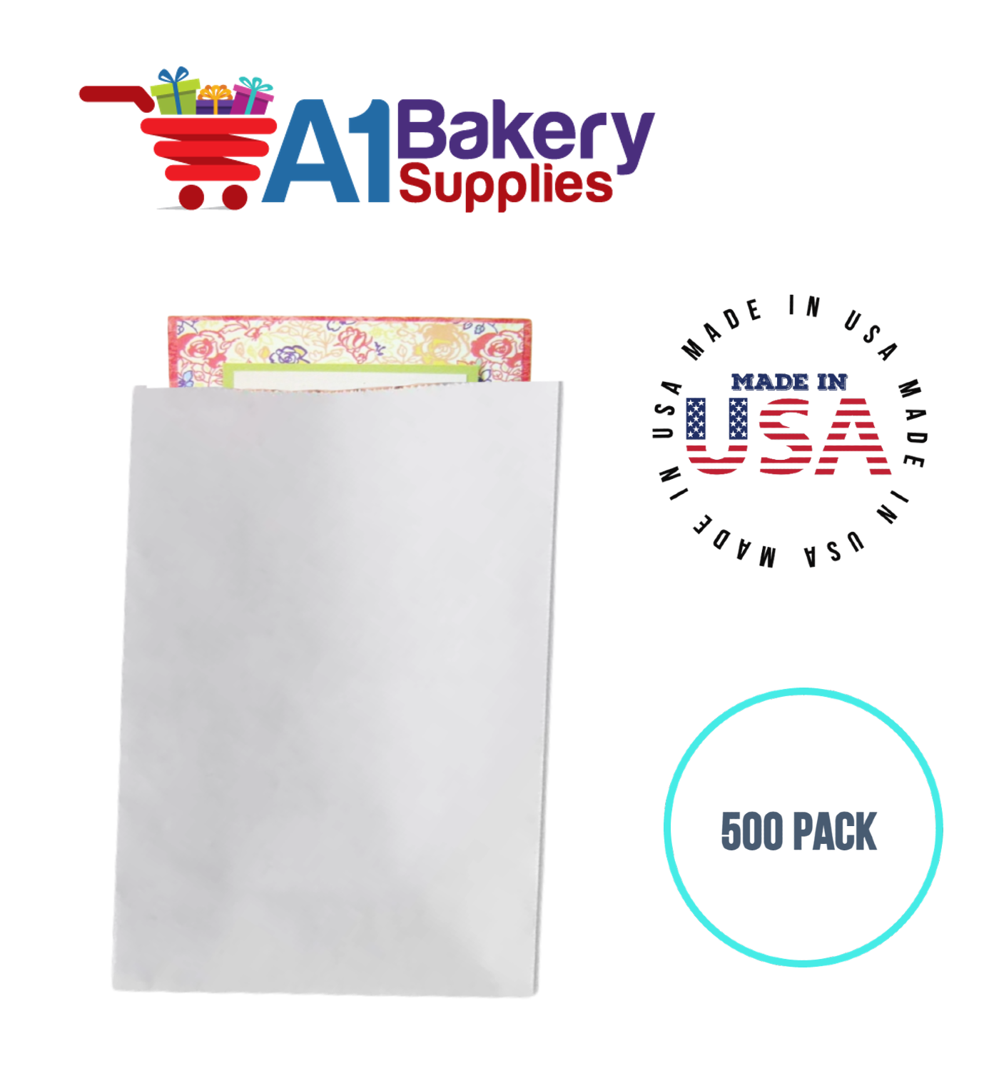 White Flat Merchandise Bags, Medium, 500 Pack - 12"x15"