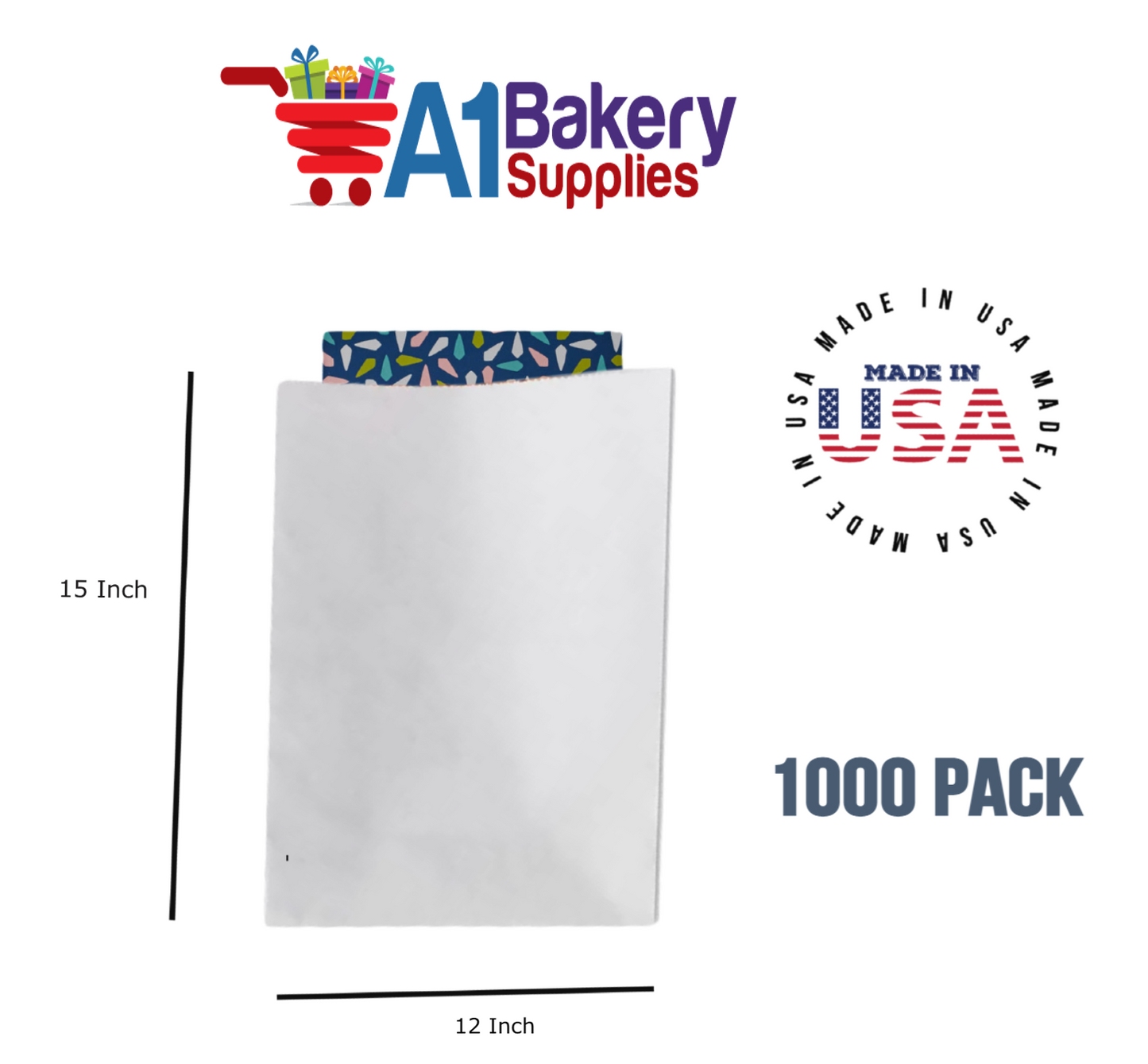 White Flat Merchandise Bags, Medium, 1000 Pack - 12"x15"