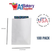 White Flat Merchandise Bags, Small, 100 Pack - 14-3/4"x18"