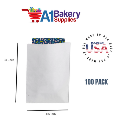 White Flat Merchandise Bags, Small, 100 Pack - 8.5"x11"