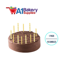 A1BakerySupplies Yellow Stripes And Dots Candles 1 pack for Birthday Cake Decorations and Anniversary