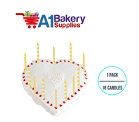 A1BakerySupplies Yellow Stripes And Dots Candles 1 pack for Birthday Cake Decorations and Anniversary