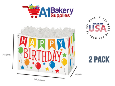 Birthday Banner Basket Box, Theme Gift Box, Large 10.25 (Length) x 6 (Width) x 7.5 (Height), 2 Pack