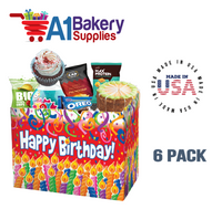 Birthday Candles Basket Box, Theme Gift Box, Large 10.25 (Length) x 6 (Width) x 7.5 (Height), 6 Pack