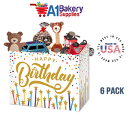 Happy Birthday Stars Basket Box, Theme Gift Box, Large 10.25 (Length) x 6 (Width) x 7.5 (Height), 6 Pack