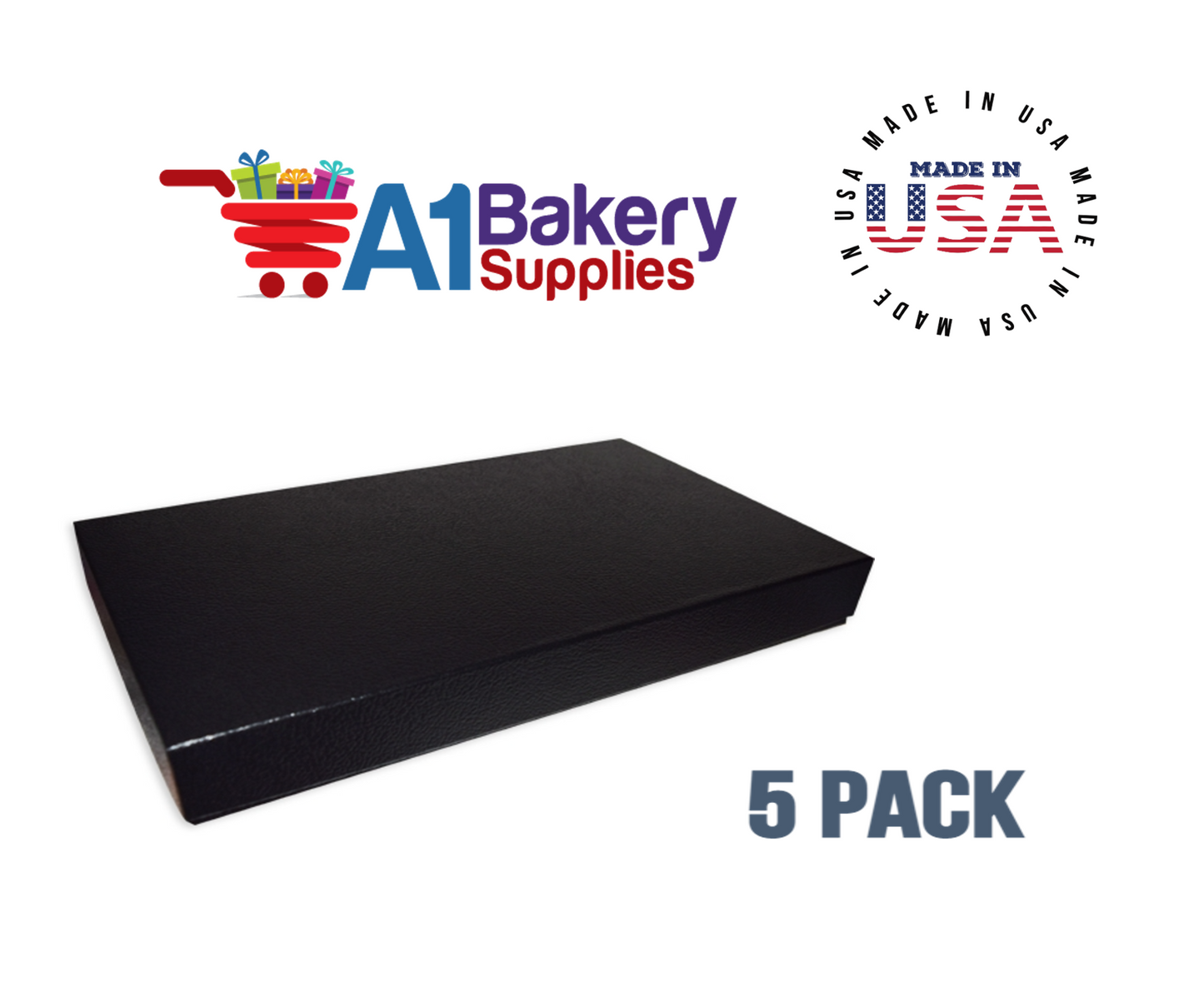 Black Color Apparel Box for Men Shirts Gift Wrap Packaging Boxes, 15 x 9 1/2 x 2" - 5 Pack, Small