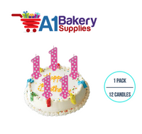 A1BakerySupplies 1st Birthday Polka Dot Candles - Pink Candles 1 pack for Birthday Cake Decorations and Anniversary