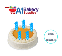 A1BakerySupplies 1st Birthday Polka Dot Candles - Blue Candles 6 pack for Birthday Cake Decorations and Anniversary