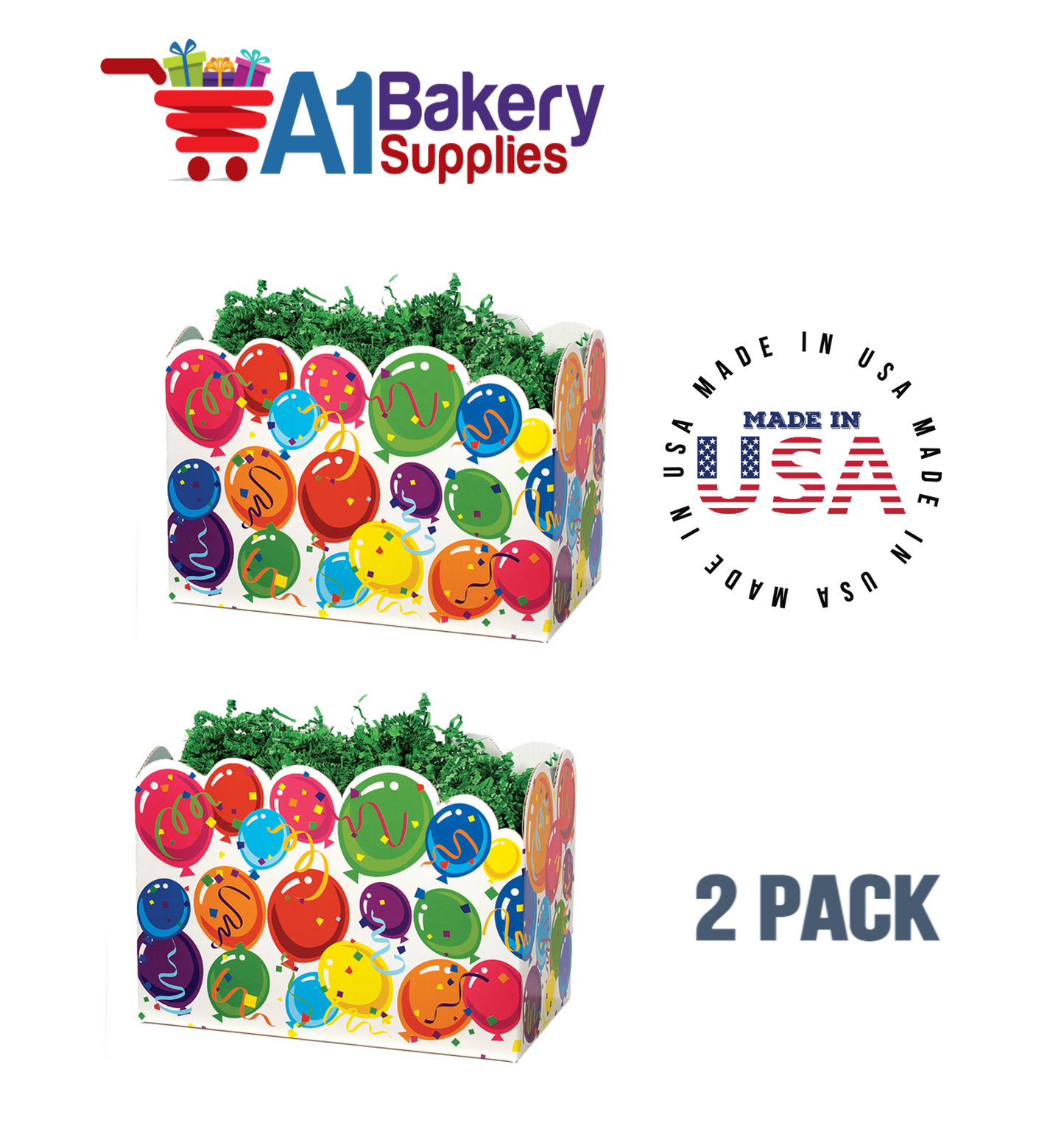 Celebrate Basket Box, Theme Gift Box, Large 10.25 (Length) x 6 (Width) x 7.5 (Height), 2 Pack