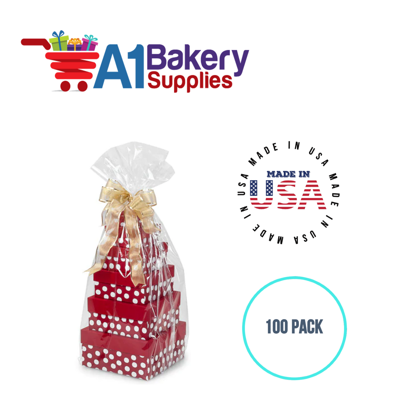 Gusset Basket Size 1.2 MIL BOPP Sealable Cellophane Gift Bags Bags for Gift Packing 4  x 2.5 x 9 Inch, 100 Pack