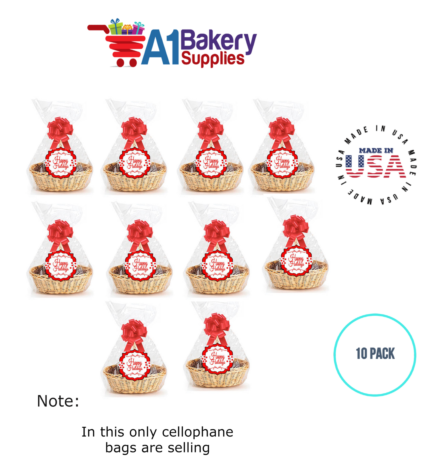 Round Bottom Basket Size 1.2 MIL BOPP Sealable Cellophane Gift Bags Bags for Gift Packing 20 x 36 Inch, 10 Pack