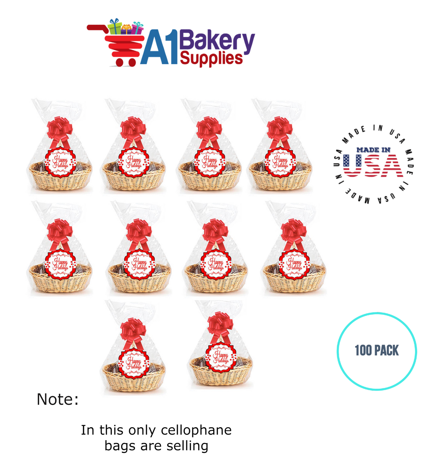 Round Bottom Basket Size 1.2 MIL BOPP Sealable Cellophane Gift Bags Bags for Gift Packing 20 x 36 Inch, 100 Pack