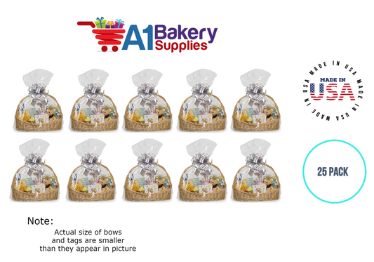 BOPP Sealable Cellophane Bags and Clear Gift Basket Wrap Packaging, 24 in x 30 in, Clear Cello Wrapping for Baby Shower, Wedding Party, or Event Giveaways, 25 Pack