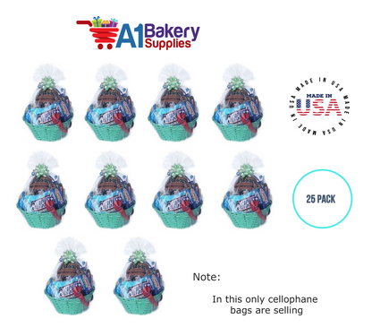 Round Bottom Basket Size 1.2 MIL BOPP Sealable Cellophane Gift Bags Bags for Gift Packing 14 x 24 Inch, 25 Pack