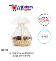 Round Bottom Basket Size 1.2 MIL BOPP Sealable Cellophane Gift Bags Bags for Gift Packing 27 x 35 Inch, 10 Pack