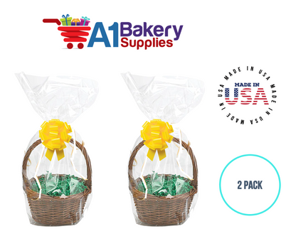 BOPP Sealable Cellophane Bags and Clear Gift Basket Wrap Packaging, 12 in x 24 in, Clear Cello Wrapping for Baby Shower, Wedding Party, or Event Giveaways, 2 Pack